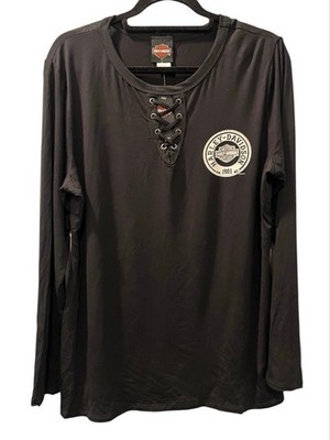 Harley Davidson NWT 1903 Lace Up Grommets Henley Long Sleeve Shirt Size 2XL