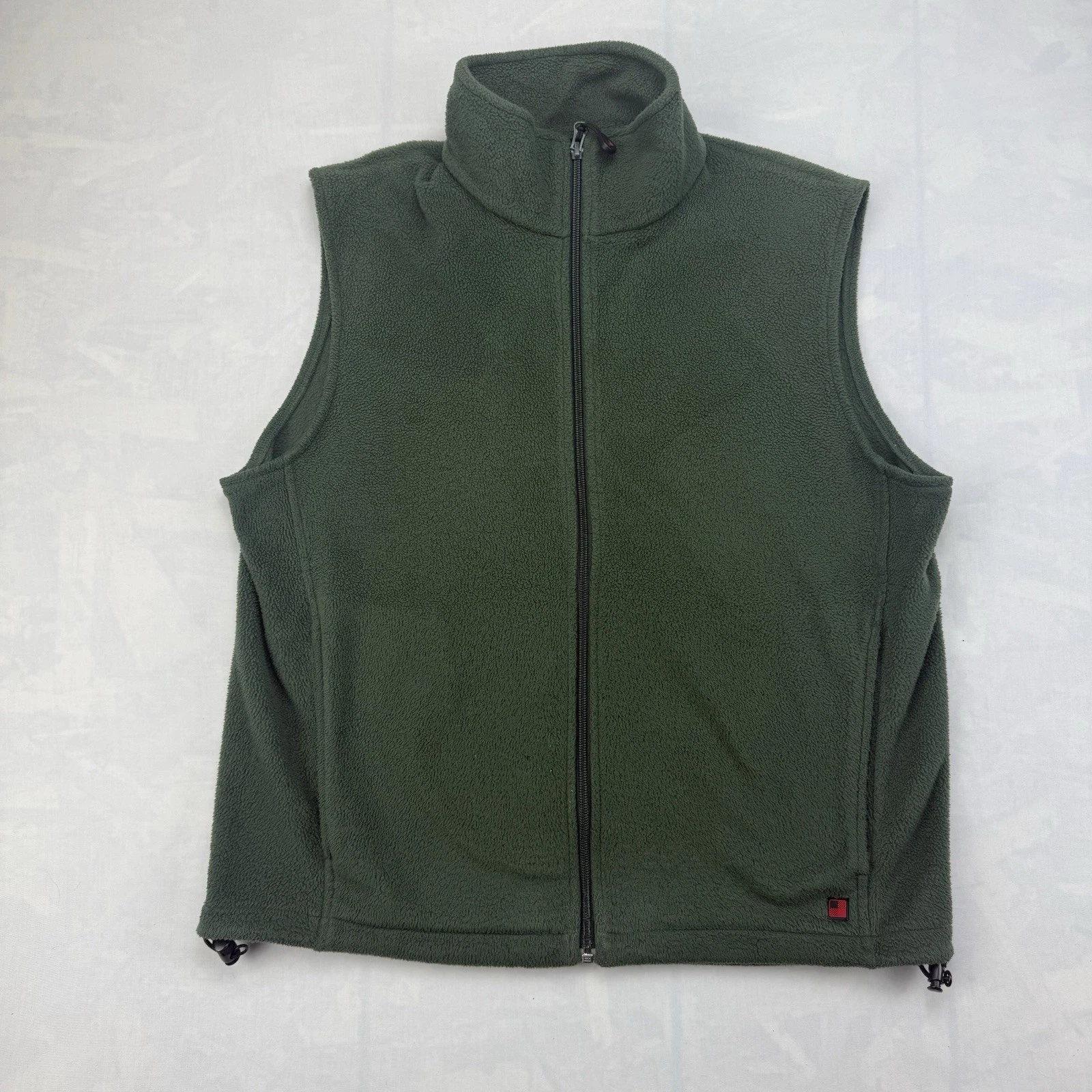 Y2K Woolrich Men’s Green Fleece Vest Full Zip Outdoor Layer Size M