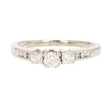 .42ctw Round Cut Diamond Three-Stone Engagement Ring 14k White Gold Size 7.25