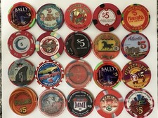 20 Lot of $5 Casino Chips From Vegas, Reno/Tahoe, and More.