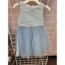 Rare Editions Girls Blue Tulle Rose Dress Size 5 Party Wedding Flower Girl