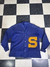 Vintage 1960s "S" Letterman Sweater 100 Wool Men's Size XL Made In USA