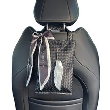 Black White Car Tissue Holder Hanging Napkin Organizer Rear Seat Storage