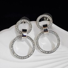 Dextera hoop earrings White, Rhodium plated Size:3.9cm