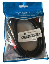  6.3mm Mono Male Cable to 2-RCA Male Audio DJ Mixer Cable Y Splitte