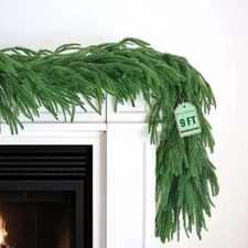 9ft Extra Full Norfolk Pine Christmas Garland Real Touch Greenery Decor
