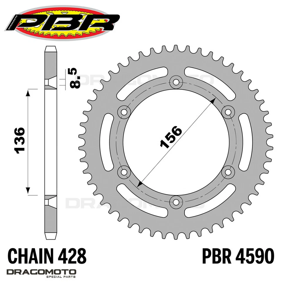 AJP PR4 ENDURO 200 2009-2015 chaîne pignon couronne set 428 PBR EK2345 - Photo 3/4