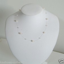  Floating made with Swarovski CRYSTAL Freshwater PEARL Sterling Silver Necklace
