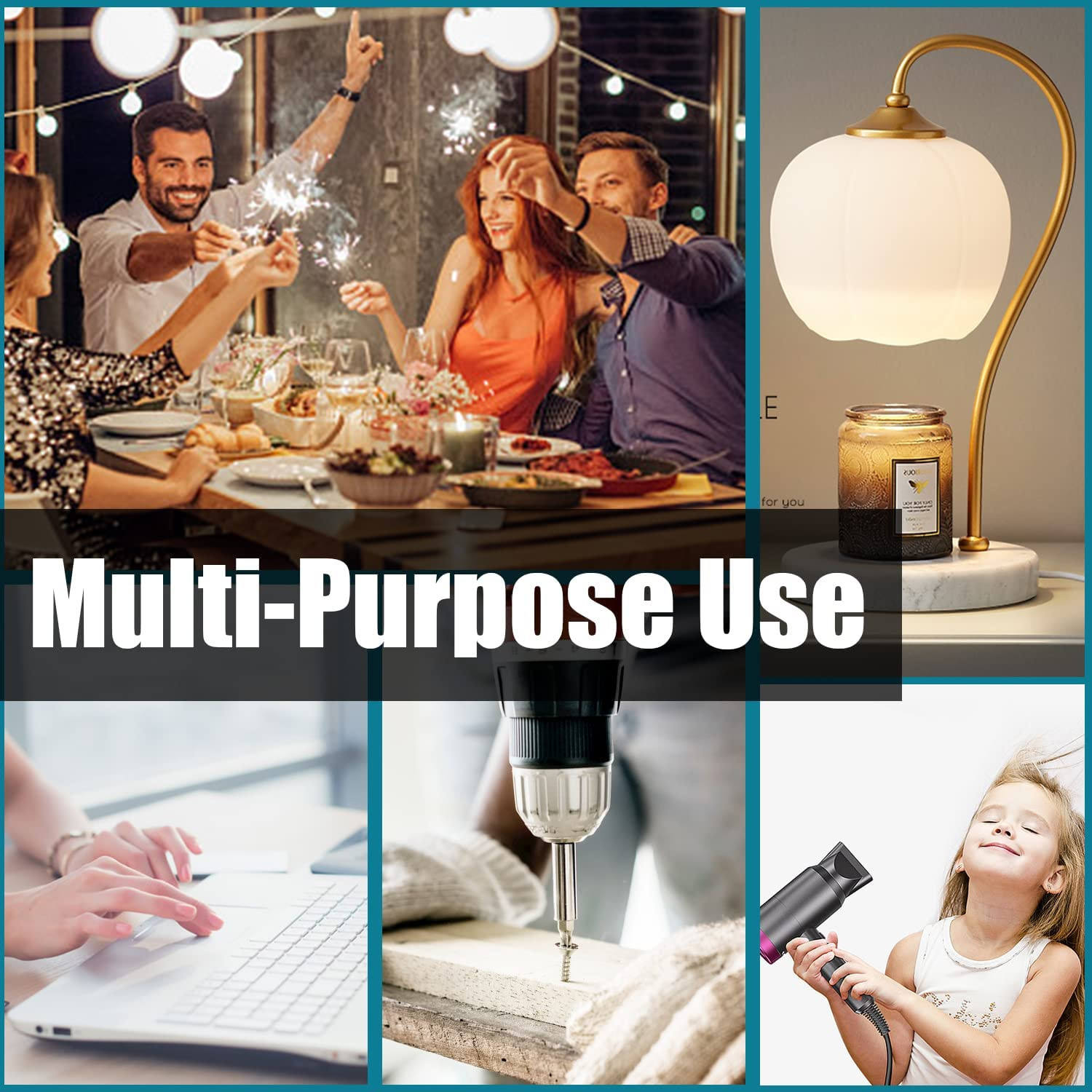 15 Ft Flat Plug Extension Cord, 16 AWG 3 Prong Grounded White Low Profile Extens