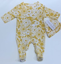 NEW Infant Baby Girl Sleep 'n Play Jumpsuit w/ Hat Set Yellow Flower Many Sizes