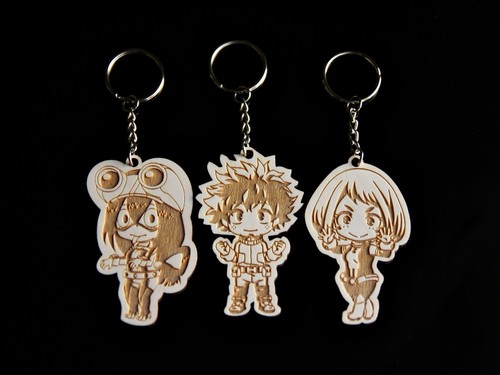 EIN oder 6er Set BNHA My Hero Academia Holz Schlüsselanhänger, Boku kein Held Anime Charms - Bild 2 von 4