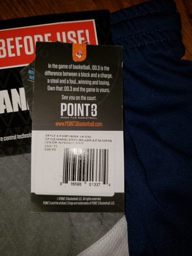 Point 3 Boy’s NWT Basketball Shorts Dry Hand Zone Multicolor Size Large - Picture 2 of 3