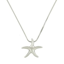 Starfish Necklace Plain Metal Pendant 7/8" Sea Beach Surfer Jewelry SILVER