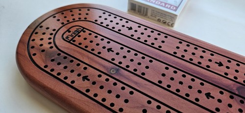 Beautiful New Unique Cedar wood Handcrafted Cribbage Board Cards Pegs 3 person - Picture 11 of 11