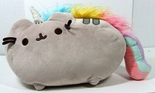 Gund Pusheen Gray Unicorn Rainbow Cat Pusheenicorn 11" Plush Embroidered Eyes
