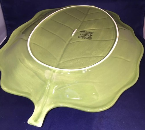 OVAL SERVING PLATTER TABLETOPS UNLIMITED NATURE GREEN LEAF SHAPE 21" New - Picture 10 of 12