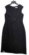 Kasper Women's Black Notched-Neck Sleeveless Stretch Sheath Dress Sz8 D014