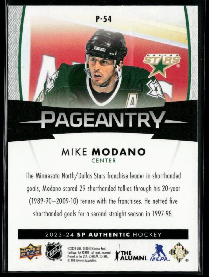 2023-24 SP Authentic Pageantry #P-54 Mike Modano - Image 2 of 2