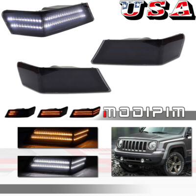 2PCS Smoke Left & Right Corner Lights DRL Turn Signal For Jeep Patriot 2007-2017