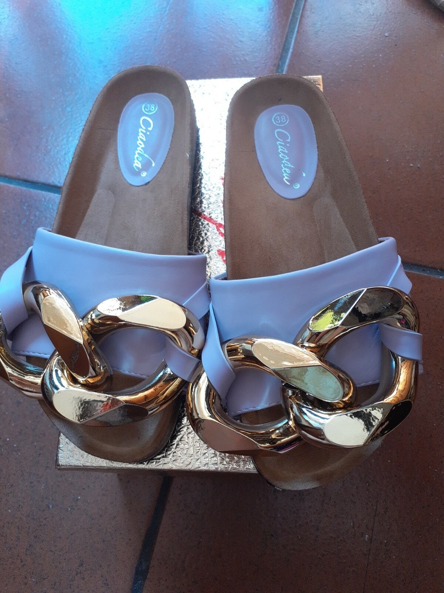 Sandali/ ciabattine eleganti Con Catena Stile GUCCI 38 GLICINE