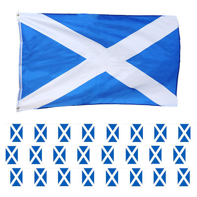SCHOTTISCHE FLAGGE + SCHOTTLAND WIMPELKETTE ST ANDREWS UNTERSTÜTZER SET 5 X 3 FUSS RUGBY SPORT SET