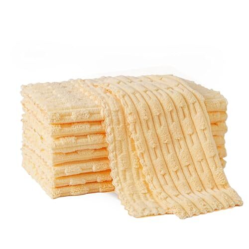 Kitchen Dish Cloths,Super absorbent coral velvet Dish 8 pack Yellow Bamboo-like