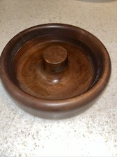 Vintage Heavy wooden nut bowl Handmade Dark Wood