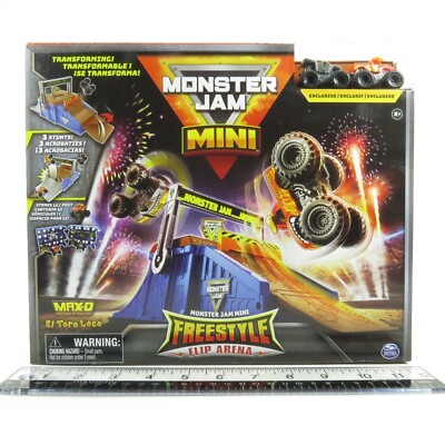 Monster Jam Mini Freestyle Flip Arena Playset Max-D & El Toro Loco SEALED NEW