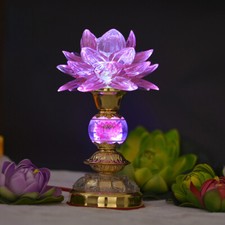 1pairs 18cm LED Colorful Buddha Lotus Lamp Worship Light Buddhism Temple Lamp