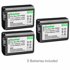 3x Kastar Battery for Sony NP-FW50 Alpha a6000 a6300 a6400 a6500 a6100 a7 a7 II