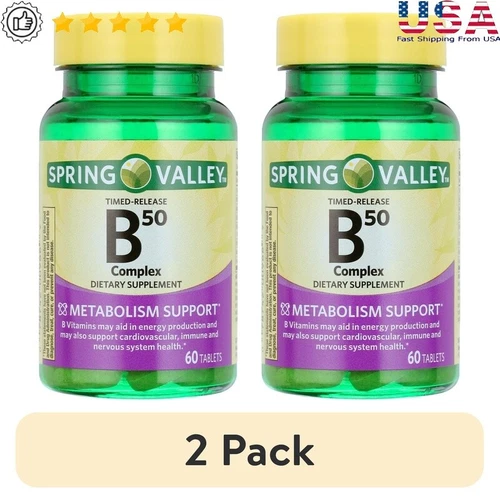 (2 Pack) B-50 Complex Timed-Release Tablets Dietary Supplement 60 Count New