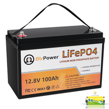 12V 100Ah LiFePO4 Lithium Battery Deep Cycle for RV Marine Off-Grid Solar System