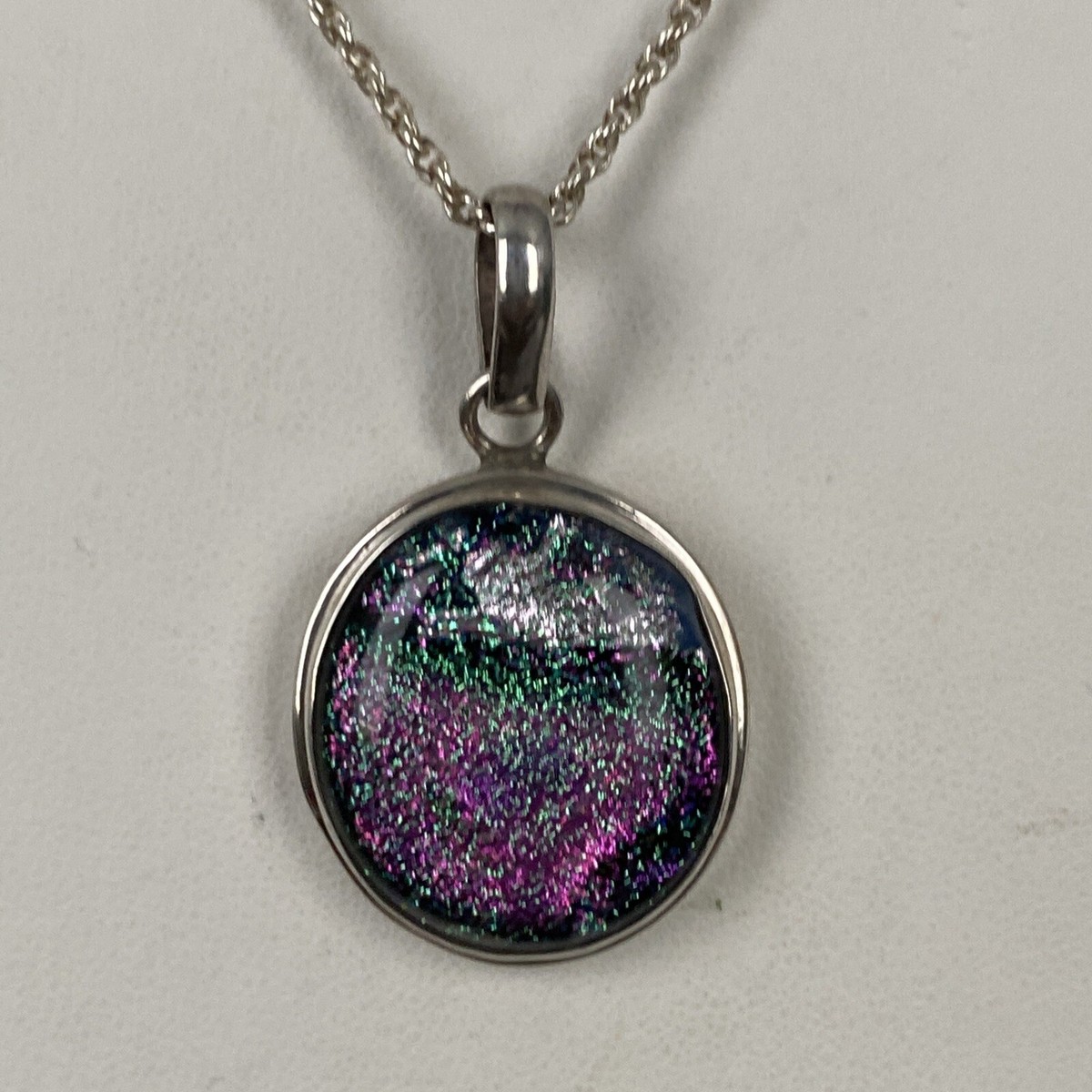 Sterling Silver .925 Sparkle/Glitter Multi Color 18.5” Rope Chain 