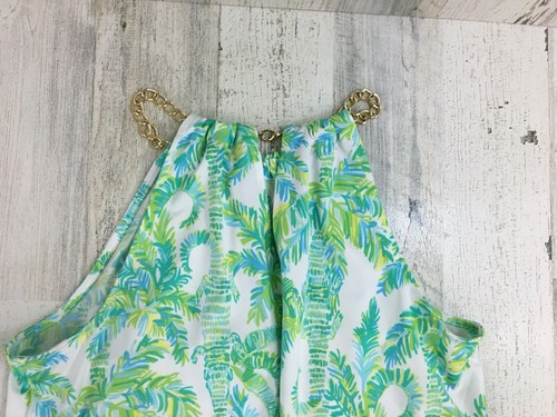 Lilly Pulitzer XS Bowen Top Fresh Citrus Pink Green Chain Halter - Picture 7 of 14