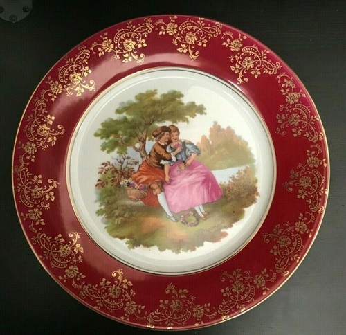ANCIENNE ASSIETTE PORCELAINE Digoin France décor scène galante ANCIENNE ASSIETTE PORCELAINE Digoin France décor scène galante