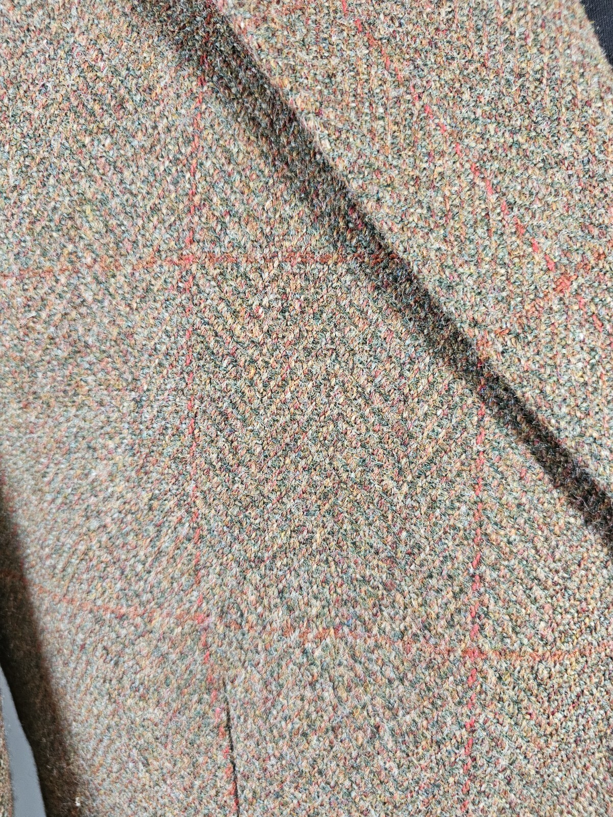 HARDY MINNIS Giacca in Tweed Uomo 42 44 Marrone Verde Lana Pesante Savile Fila Su misura