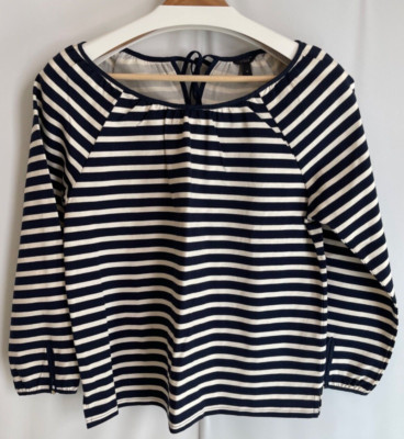 J.Crew NWT Round-neck cotton top in stripe Navy/White Size XS F8812