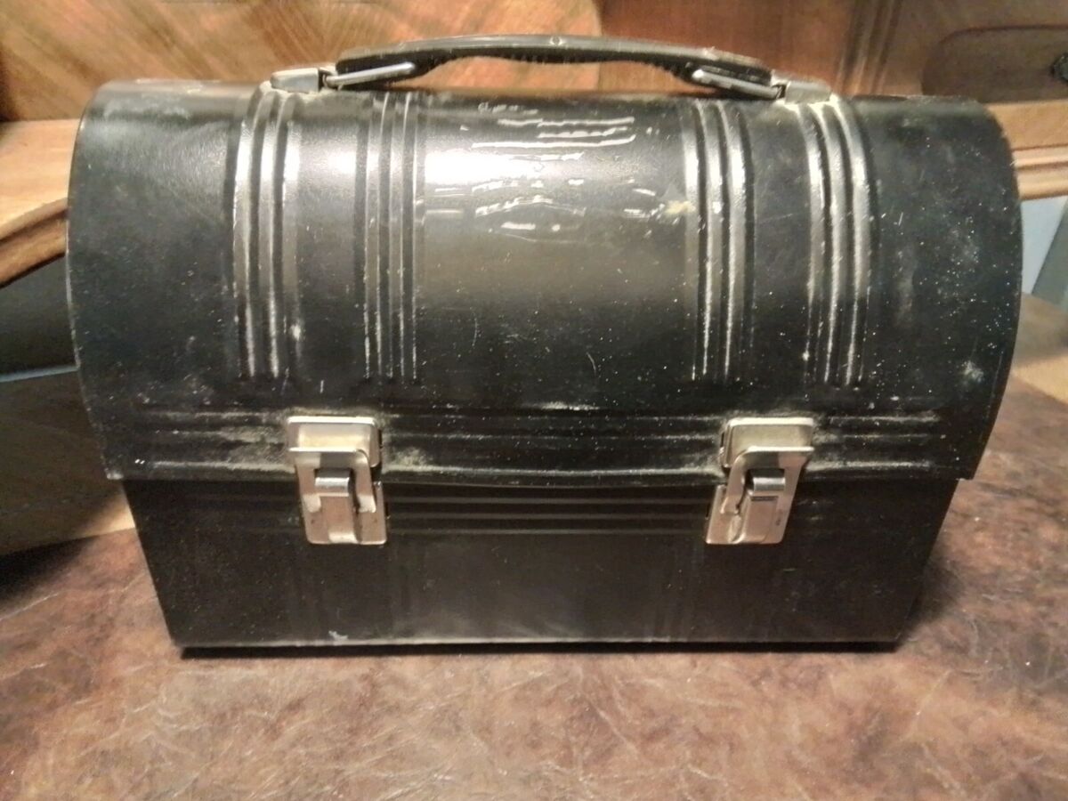 Vintage Aladdin Industries Inc. Black Metal Lunch Box Vintage Aladdin Industries Inc. Black Metal Lunch Box