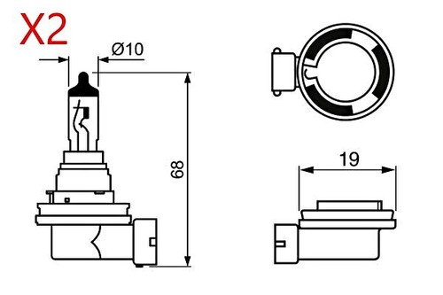 BOSCH X2 Fog Light Bulb For DACIA FIAT ISUZU LADA LEXUS NISSAN 05-22 1987302089 - Picture 5 of 7