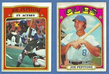 2 VINTAGE 1972 TOPPS JOE PEPITONE CUBS BASEBALL CARDS #303 BASE & #304 IN ACTION
