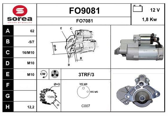 Démarreur SNRA FO9081 lanceur électrique fiable pour routières Ford et SUV Kuga