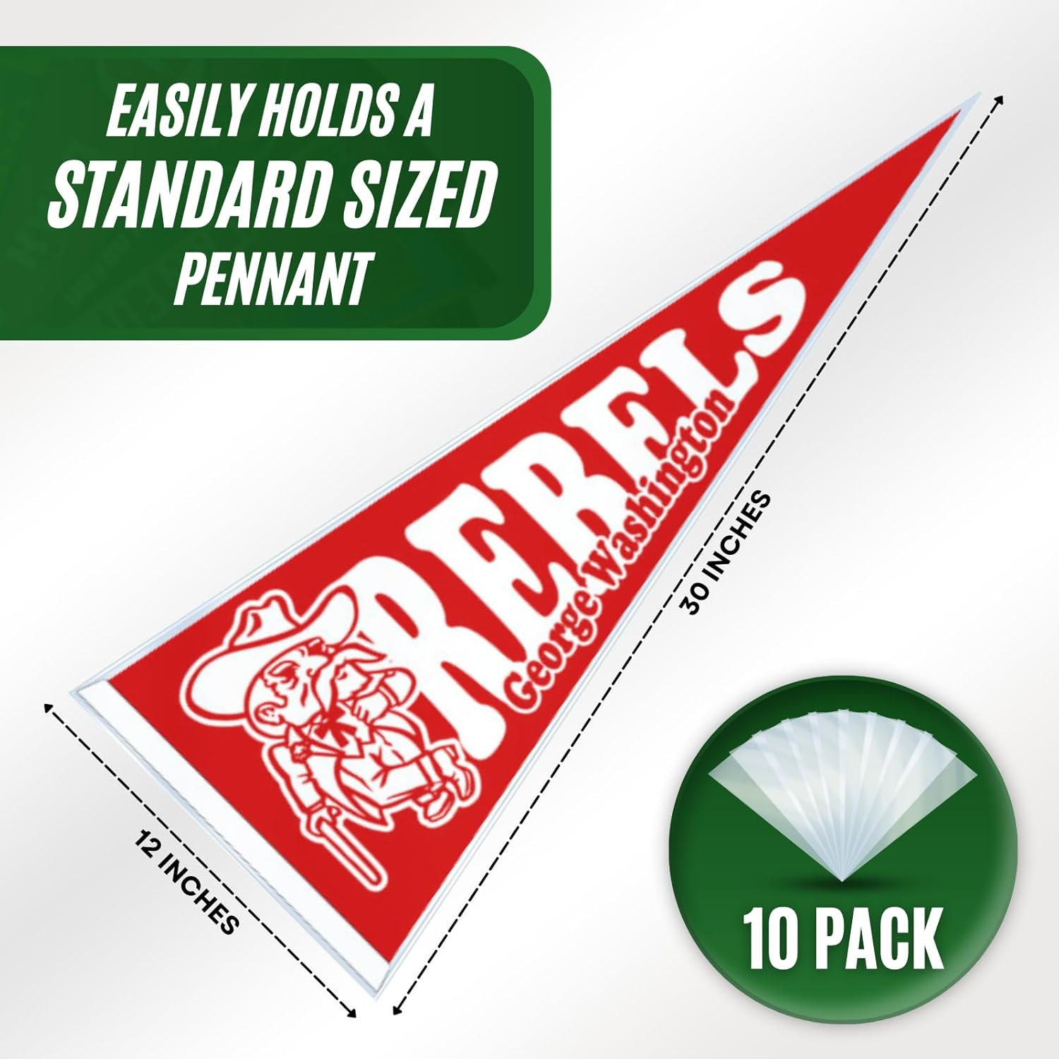 Hard Rigid Pennant Toploaders 12" X 30" Plastic Pennant Holders