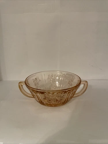 Vtg FEDERAL GLASS -Sharon Pink-Cream Soup Bowl. Depression Glass.