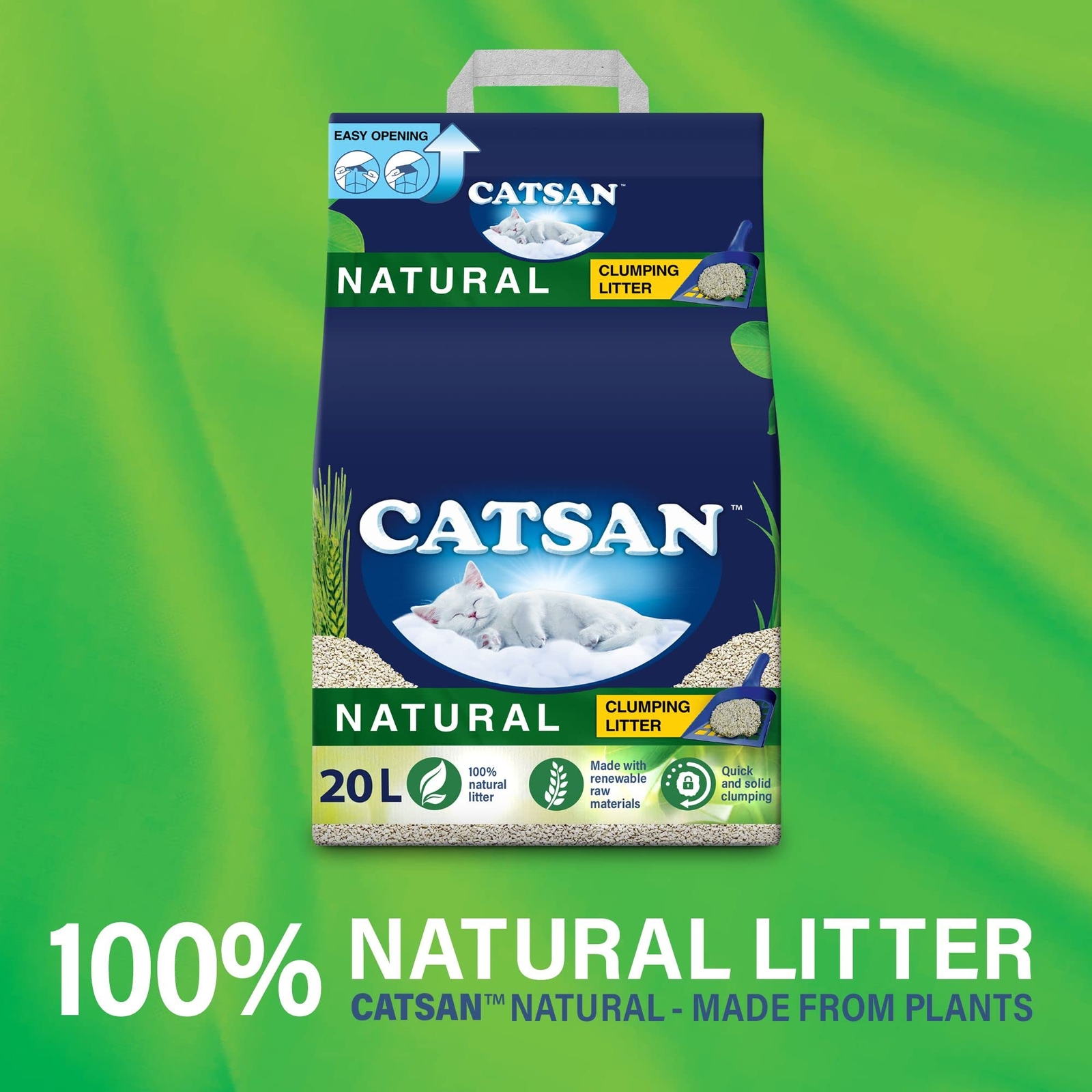 Catsan Natural Clumping Cat Litter 20 Litre Bag, 100 Percent