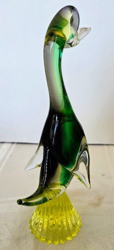MURANO Vaseline Glass Rare Unique Goose 50's 10 inch tall, glows bright, 1 flaw! - Picture 3 of 11