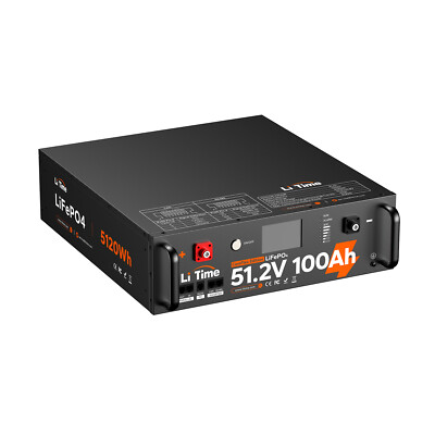 LiTime 48/51.2V 100Ah 3U Rack Stackable LiFePO4 Battery for Home Backup Off-grid
