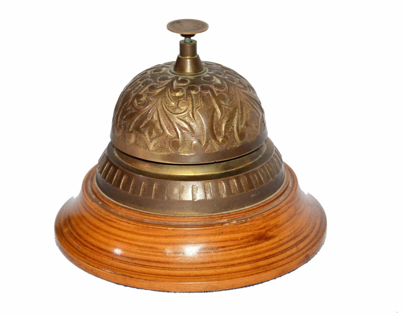 Quality Bell Rings handmade Style Solid Brass & Wood Base Desk Bell Ring For Service Call ...