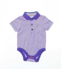 Debenhams Baby Blue Cotton Blend Babygrow Size 0-3 Months