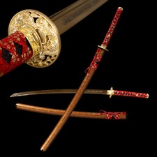Red Dragon Handmade Razor Sharp Samurai Katana Sword Full Tang Golden Blade