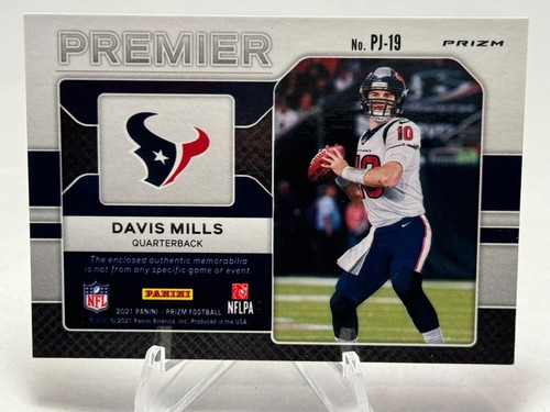 2021 Panini Prizm Davis Mills Premier Rookie Patch Pink RC PJ-19 Texans QB SP - Picture 3 of 3